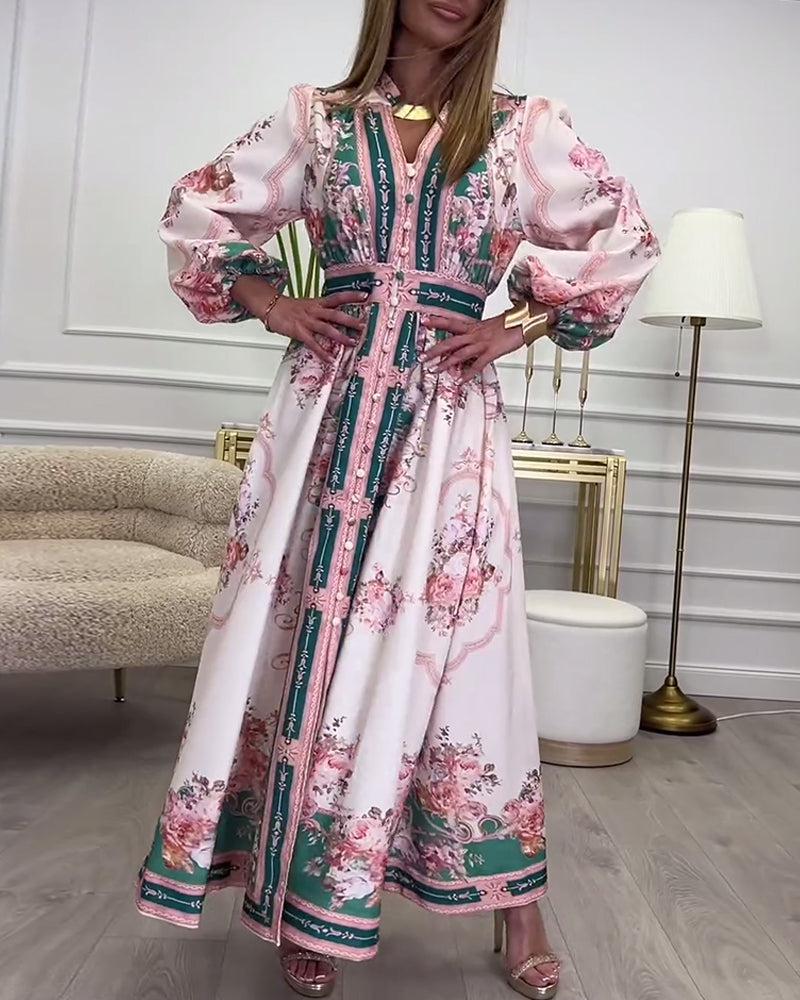LIZ™ | Chic Pink Long Sleeve Maxi Dress