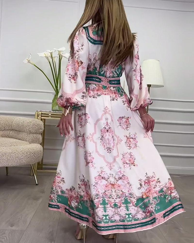 LIZ™ | Chic Pink Long Sleeve Maxi Dress