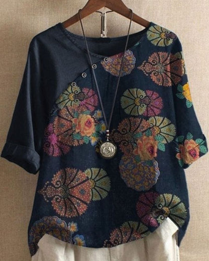 LILIAN™ | Shirt with short sleeves and floral pattern