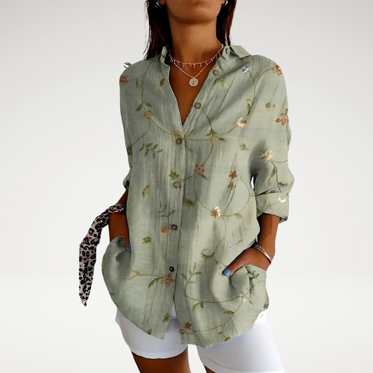 MAY™ | Floral Wave Cotton Blouse