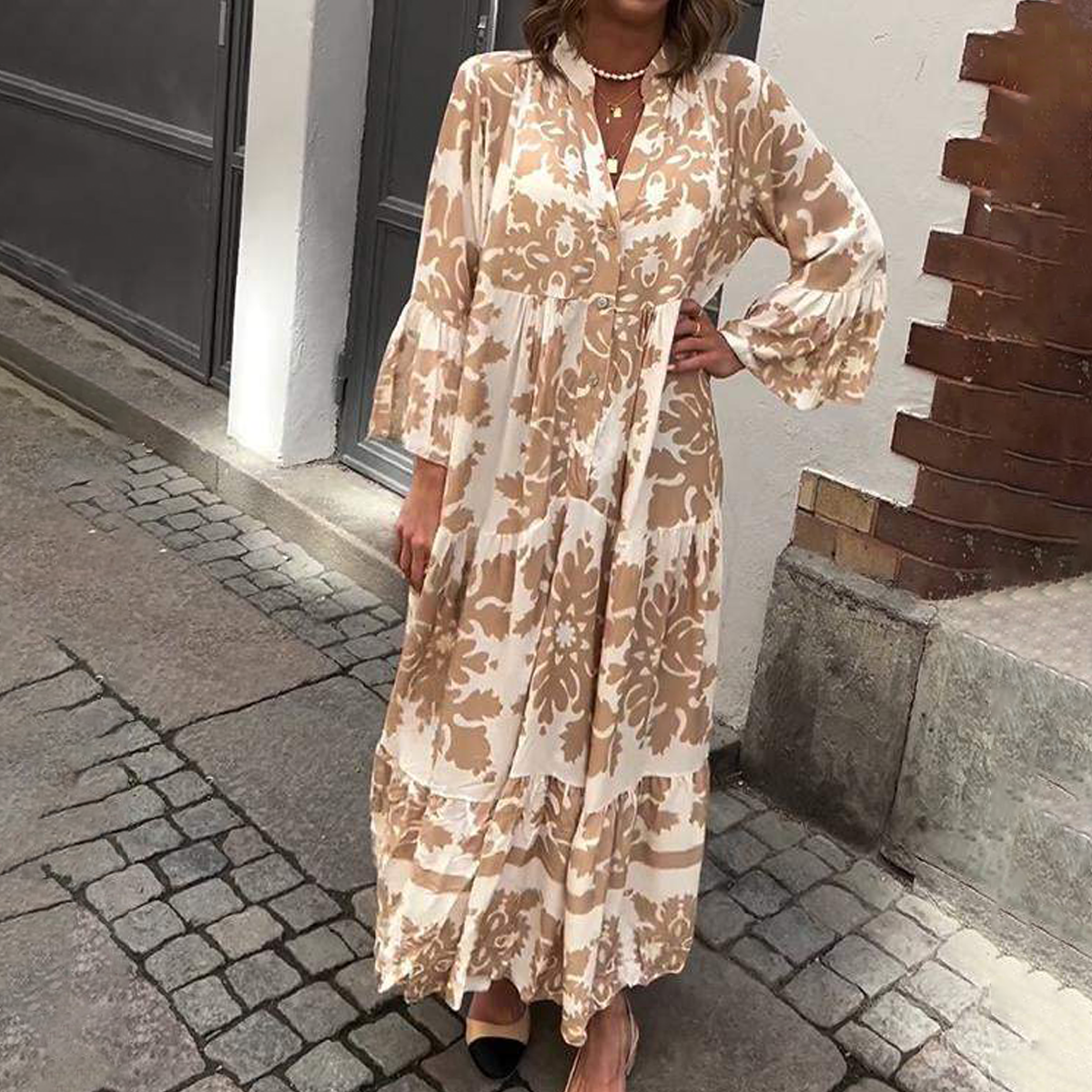 CELIA™ | Floral V-Neck Maxi Dress