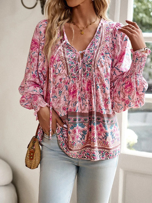 AYRA™ | Boho Blossom Peasant Blouse