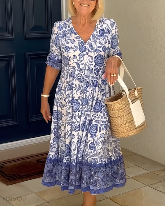 ARIANA™ | Elegant Floral Dress with V-Neck