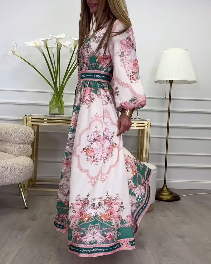 LIZ™ | Chic Pink Long Sleeve Maxi Dress
